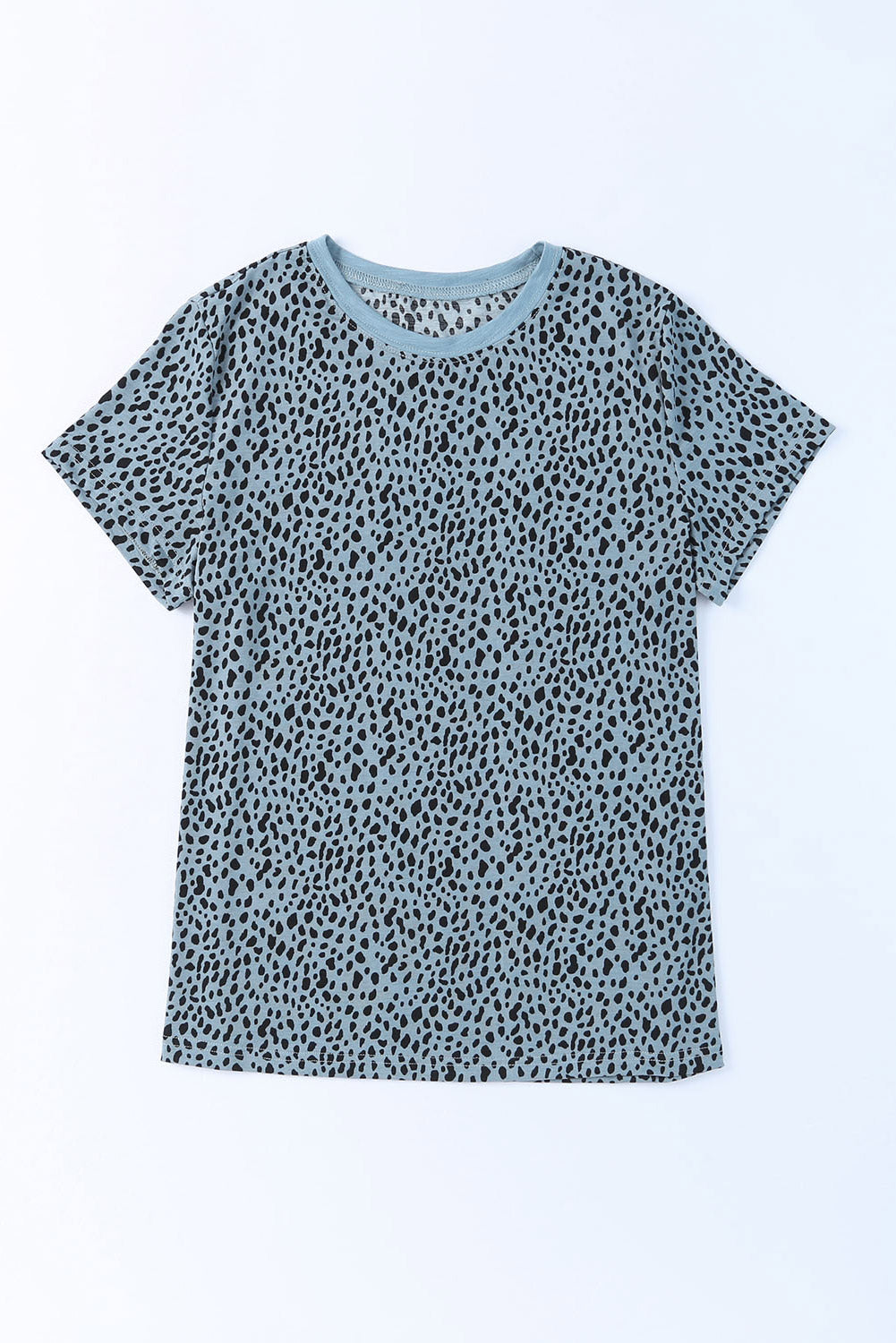 Apricot Cheetah Print Casual Crew Neck T Shirt