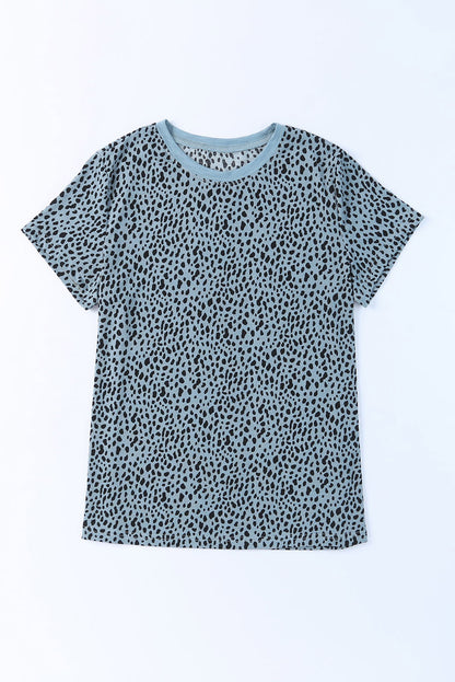 Apricot Cheetah Print Casual Crew Neck T Shirt