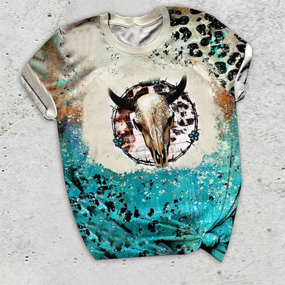 Western Style Leopard Skull T-Shirts