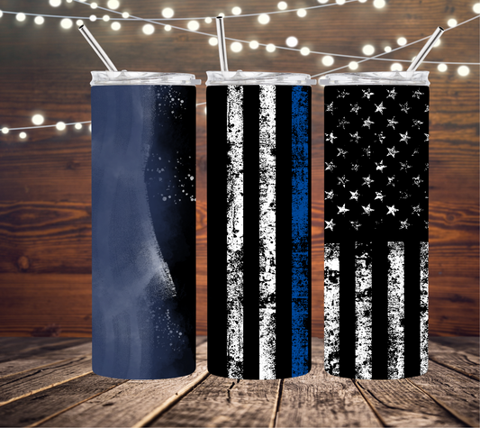 Thin Blue Line (Can Customize) 20oz Skinny Tumbler