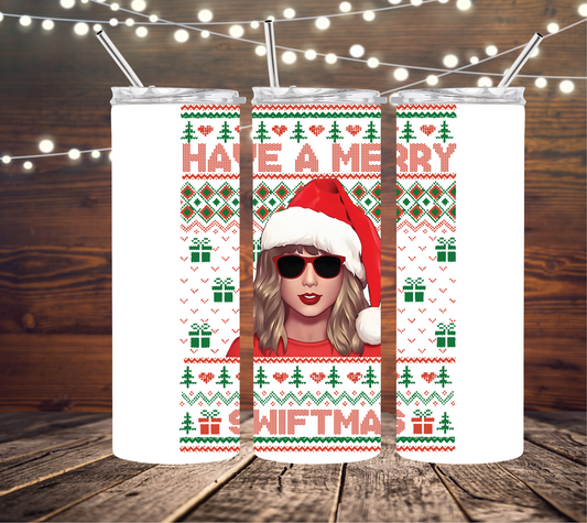 Merry Swiftmas Taylor Swift 20oz Skinny Tumbler