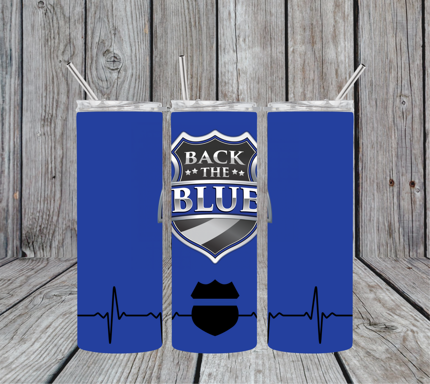 Back the Blue Badge 20oz Skinny Tumbler