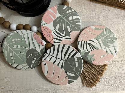 Tropical Palms Ceramic Coaster Set