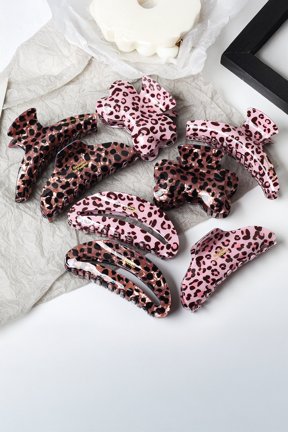 Pink Leopard Print Hair Claw Clip