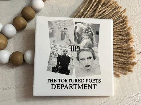 Taylor Seift TTPD Album Images Crest Ceramic Coaster