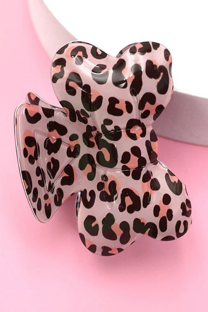 Pink Leopard Print Hair Claw Clip