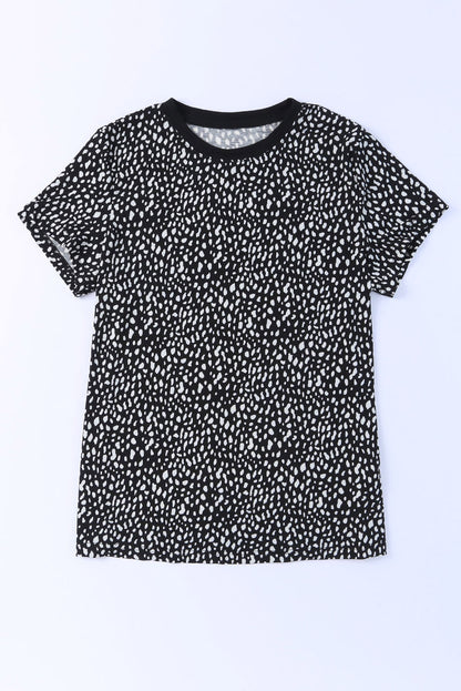 Apricot Cheetah Print Casual Crew Neck T Shirt