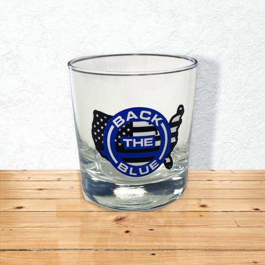 Back The Blue Whiskey Glass