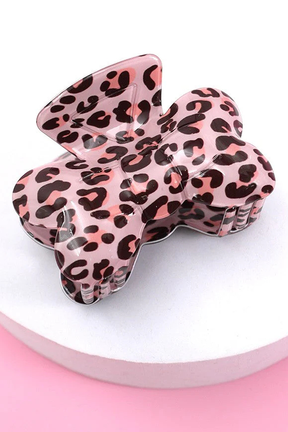 Pink Leopard Print Hair Claw Clip