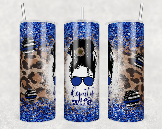 Deputy Wife, Messy Bun 20oz Skinny Tumbler