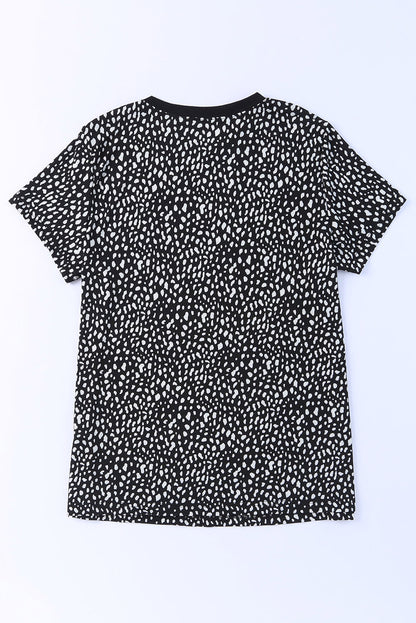 Apricot Cheetah Print Casual Crew Neck T Shirt