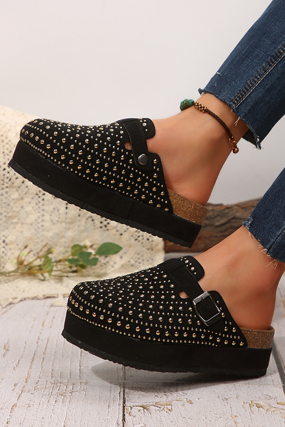 Parchment Vintage Studded Platform Slippers