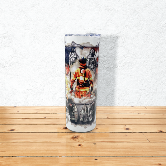 Into the Smoke Firefighter 20 oz. Skinny Tumbler