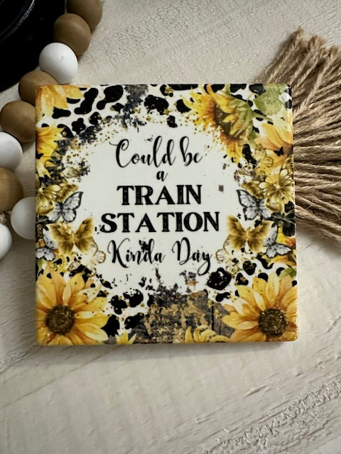 Yellowstone Could be a Train Station Kinda Day Ceramic Coaster