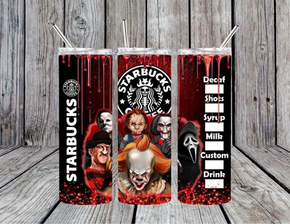 Horror Movie Starbucks, Halloween, 20oz Skinny Tumbler