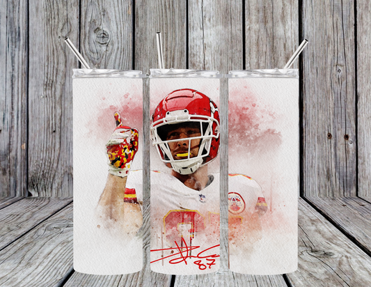 Travis Kelce #87 Chiefs Football 20oz Skinny Tumbler