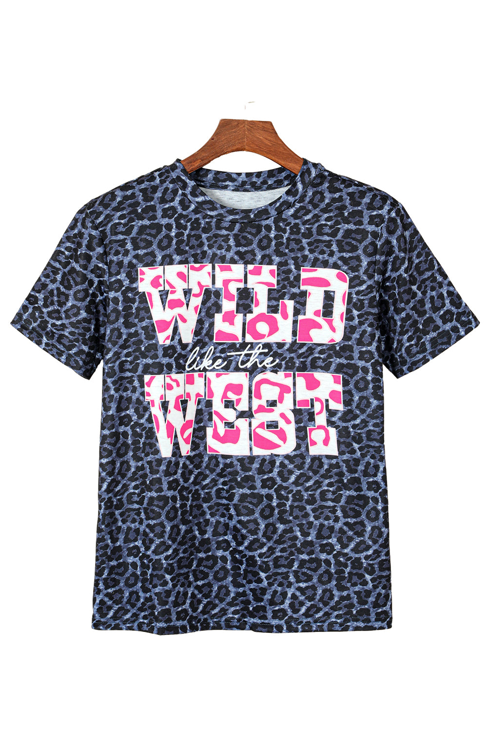 Black Leopard WILD like the WEST Letter Print Graphic Tee