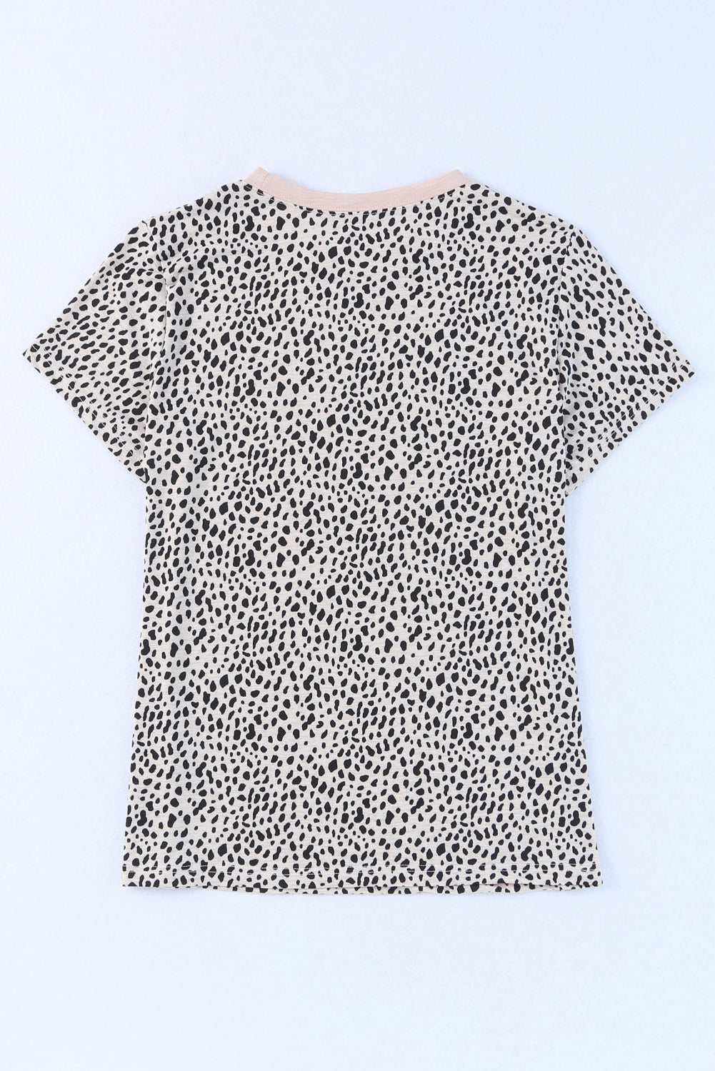 Apricot Cheetah Print Casual Crew Neck T Shirt