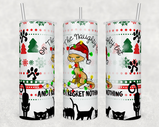 Cat Christmas Naughty List 20oz Skinny Tumbler