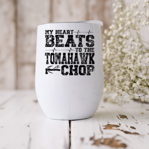 My Heart Beats to the Tomahawk Chop KC Chiefs Wine Tumbler